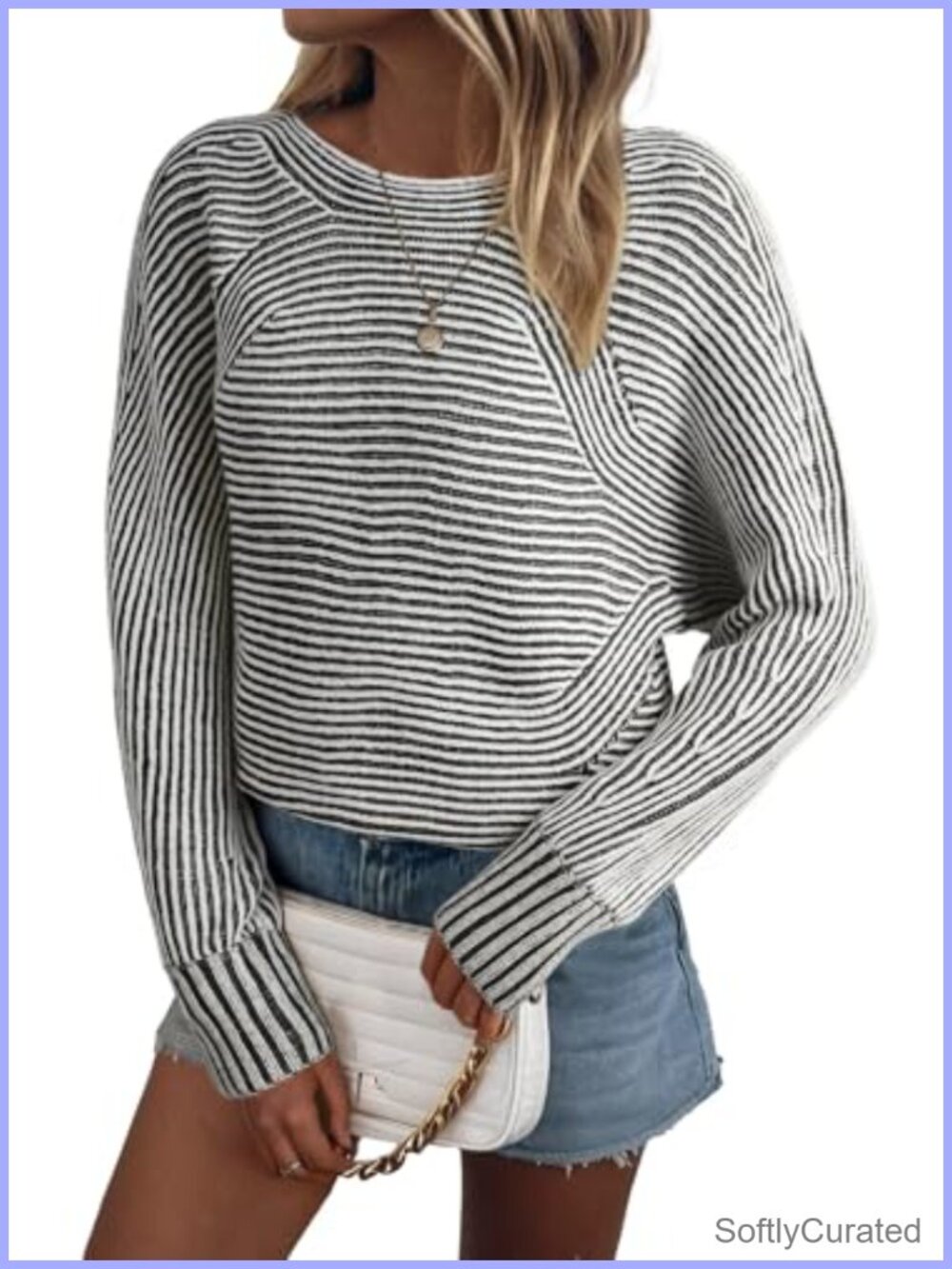 Women's Striped Oversized Sweater Boat Neck Long Sleeve Pullover